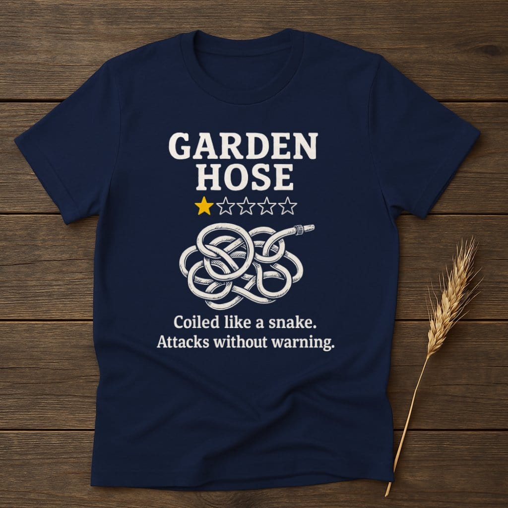 MyDesigns Physical Item S / Navy Garden Hose Review T-Shirt