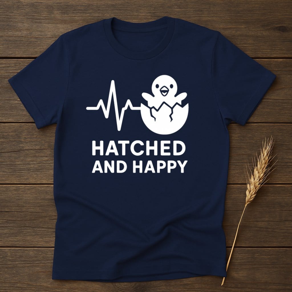MyDesigns Physical Item S / Navy Hatched and Happy T-Shirts
