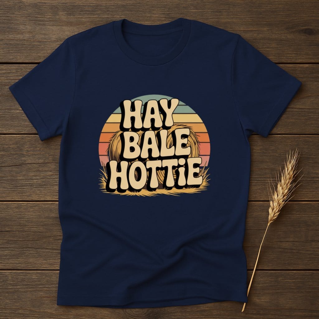 MyDesigns Physical Item S / Navy Hay Bale Hottie Retro T-Shirts