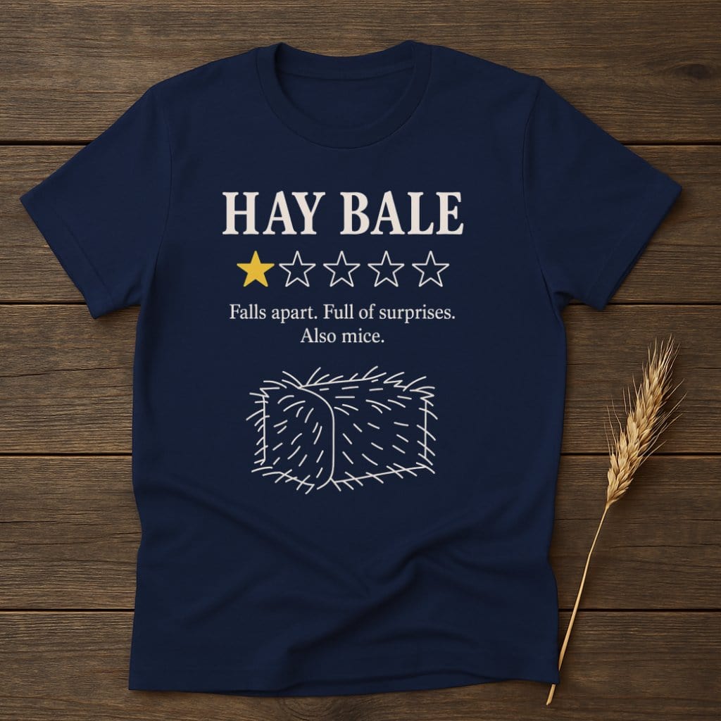 MyDesigns Physical Item S / Navy Hay Bale Review T-Shirt
