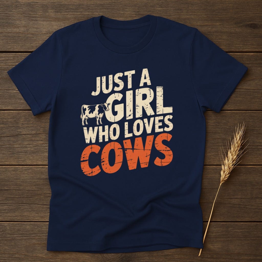 MyDesigns Physical Item S / Navy Just a Girl Who Loves T-Shirt