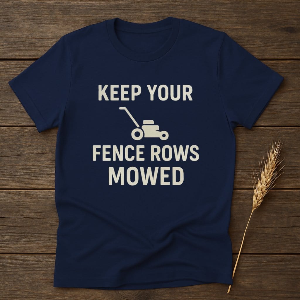 MyDesigns Physical Item S / Navy Keep Your Fence Rows Mowed T-Shirt