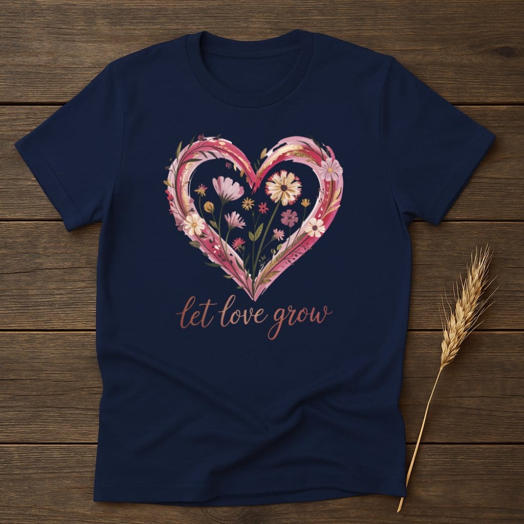 MyDesigns Physical Item S / Navy Let Love Grow T-Shirt