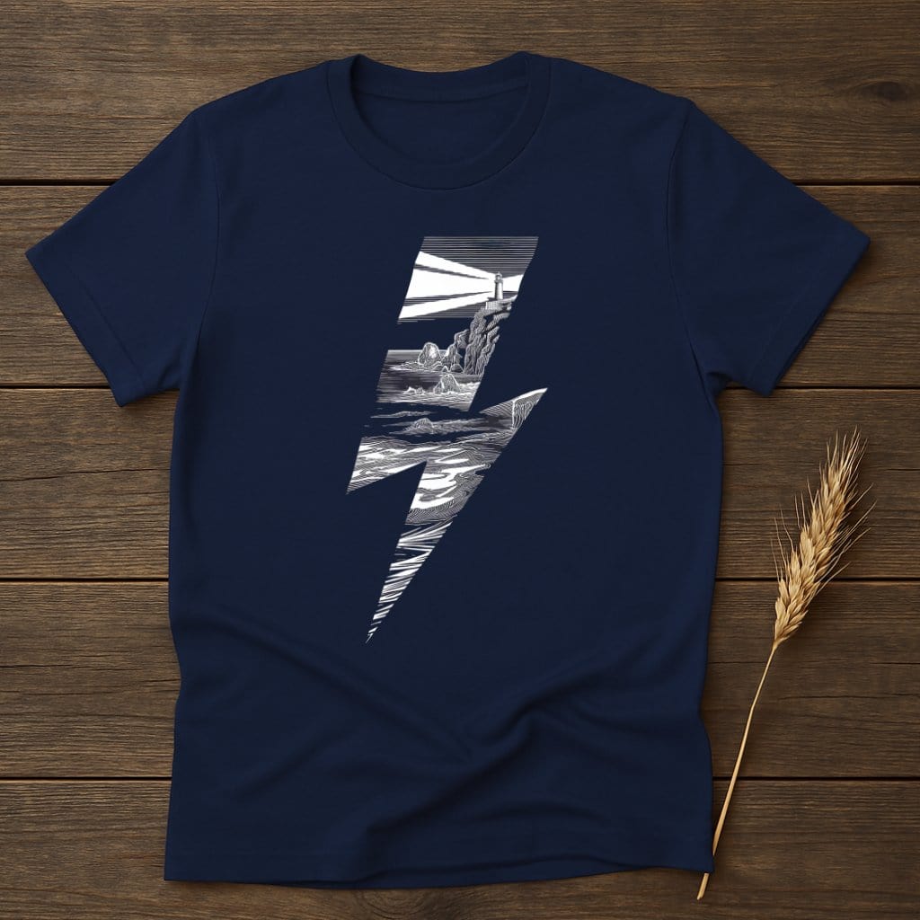 MyDesigns Physical Item S / Navy Lighthouse and Coastline T-Shirts