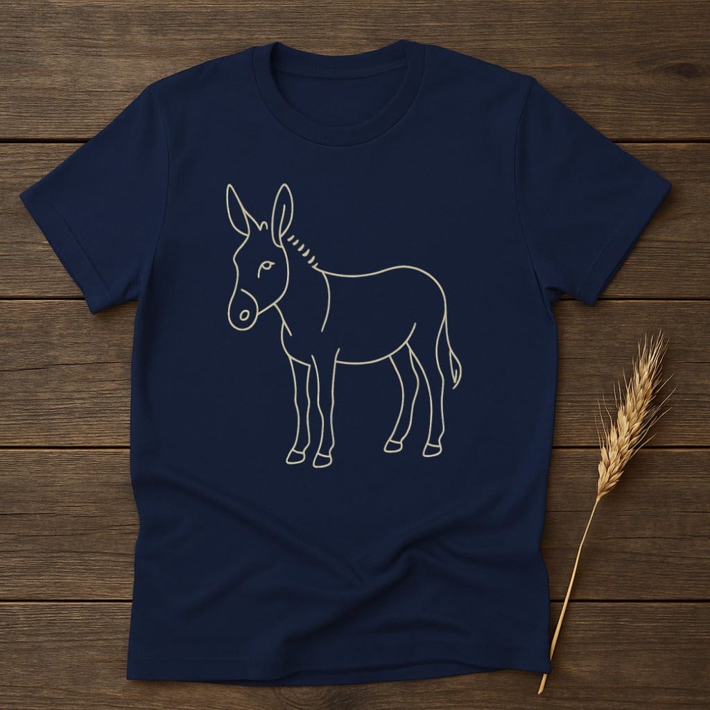 MyDesigns Physical Item S / Navy Minimalist Donkey Outline T-Shirt
