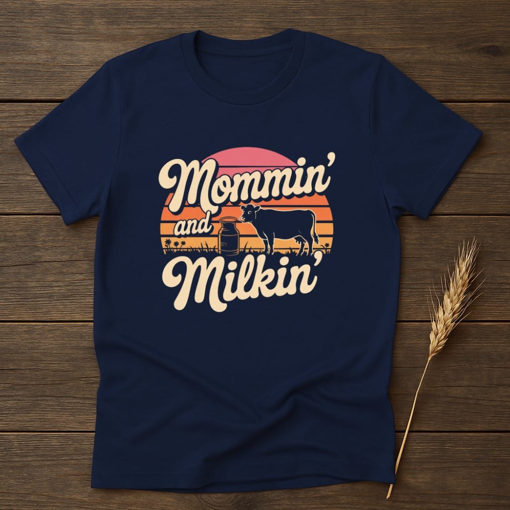 MyDesigns Physical Item S / Navy Mommin and Milkin Funny Retro T-Shirts