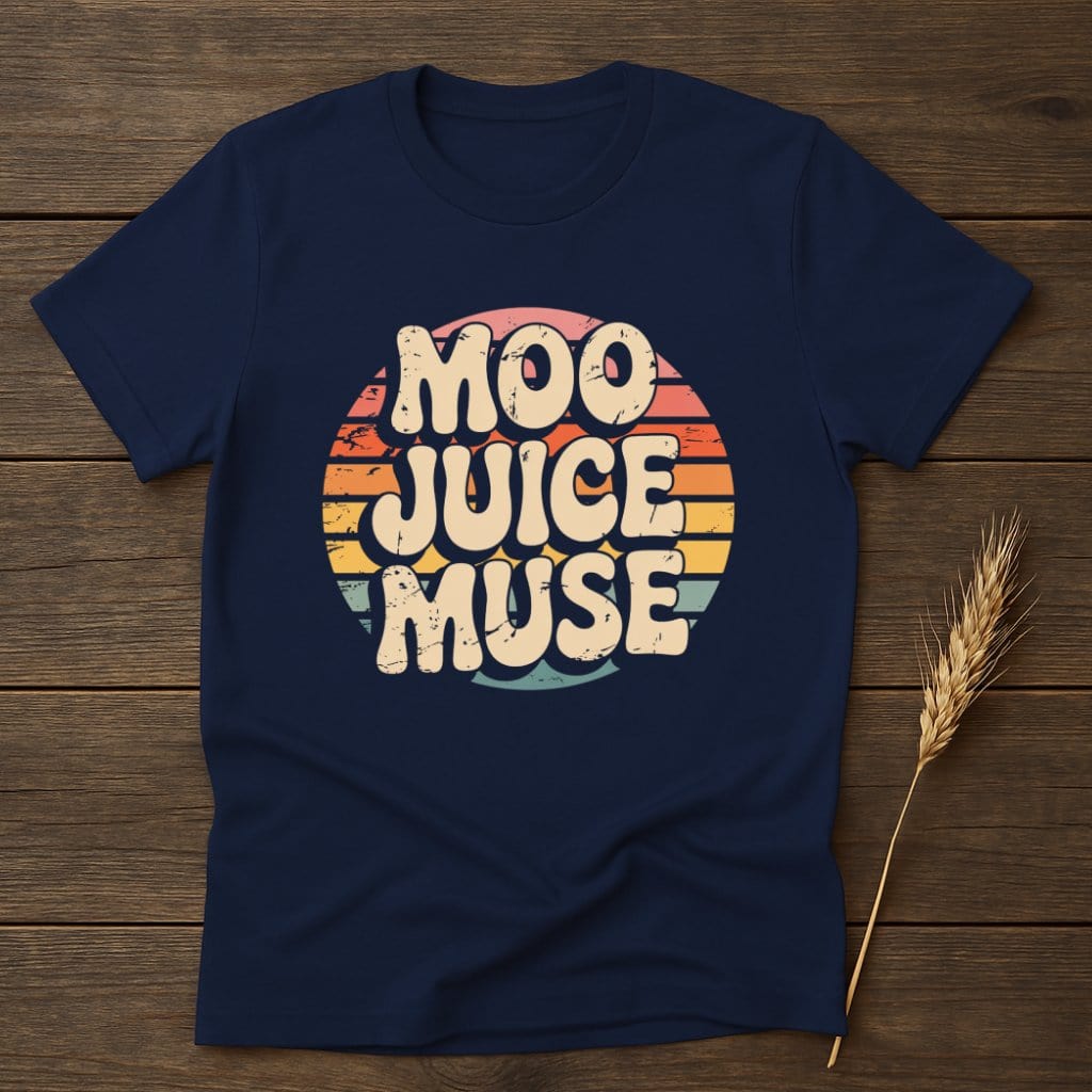MyDesigns Physical Item S / Navy Moo Juice Muse Retro T-Shirts