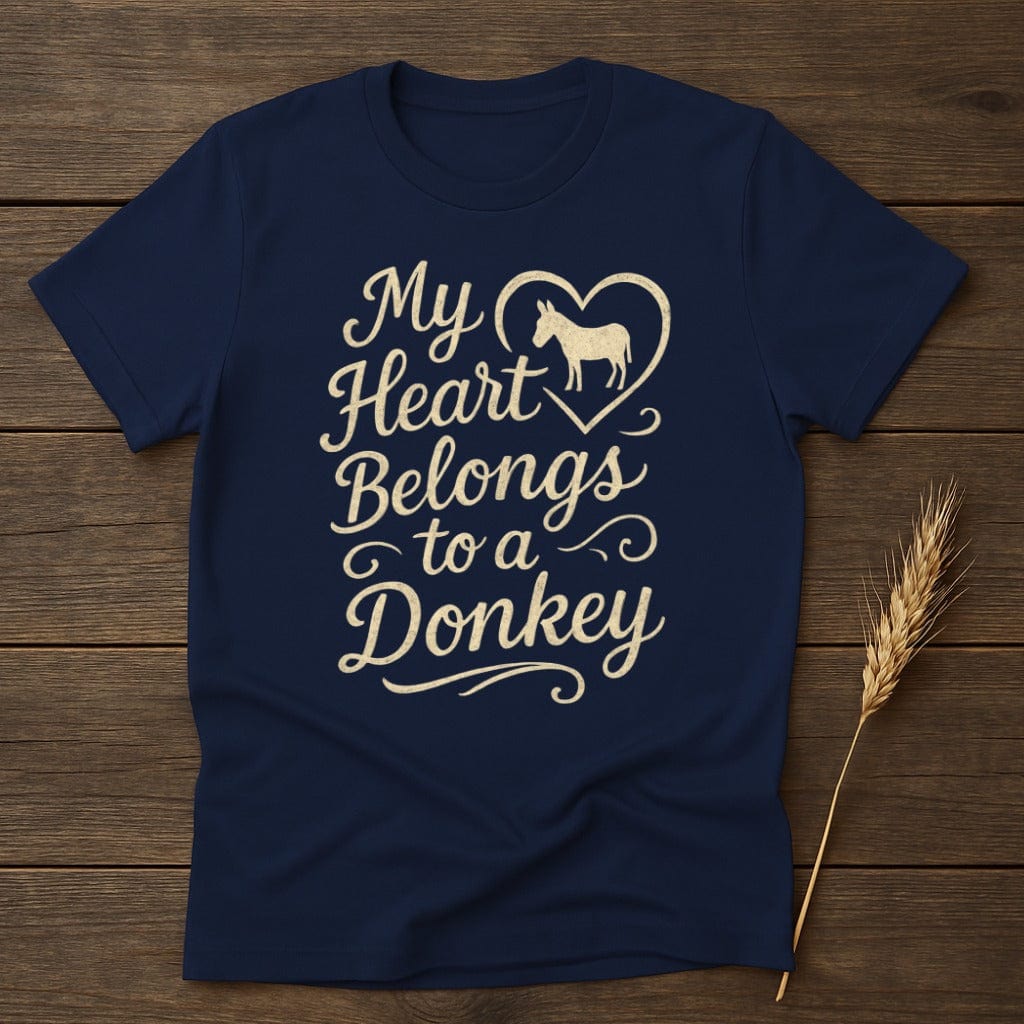 MyDesigns Physical Item S / Navy My Heart Belongs to a Donkey T-Shirt