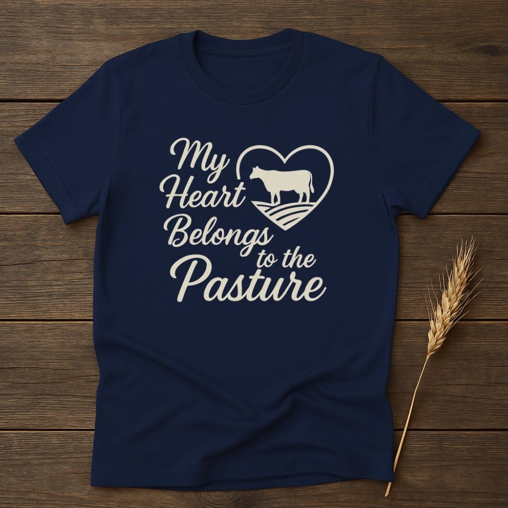 MyDesigns Physical Item S / Navy My Heart Belongs to the Pasture T-Shirt