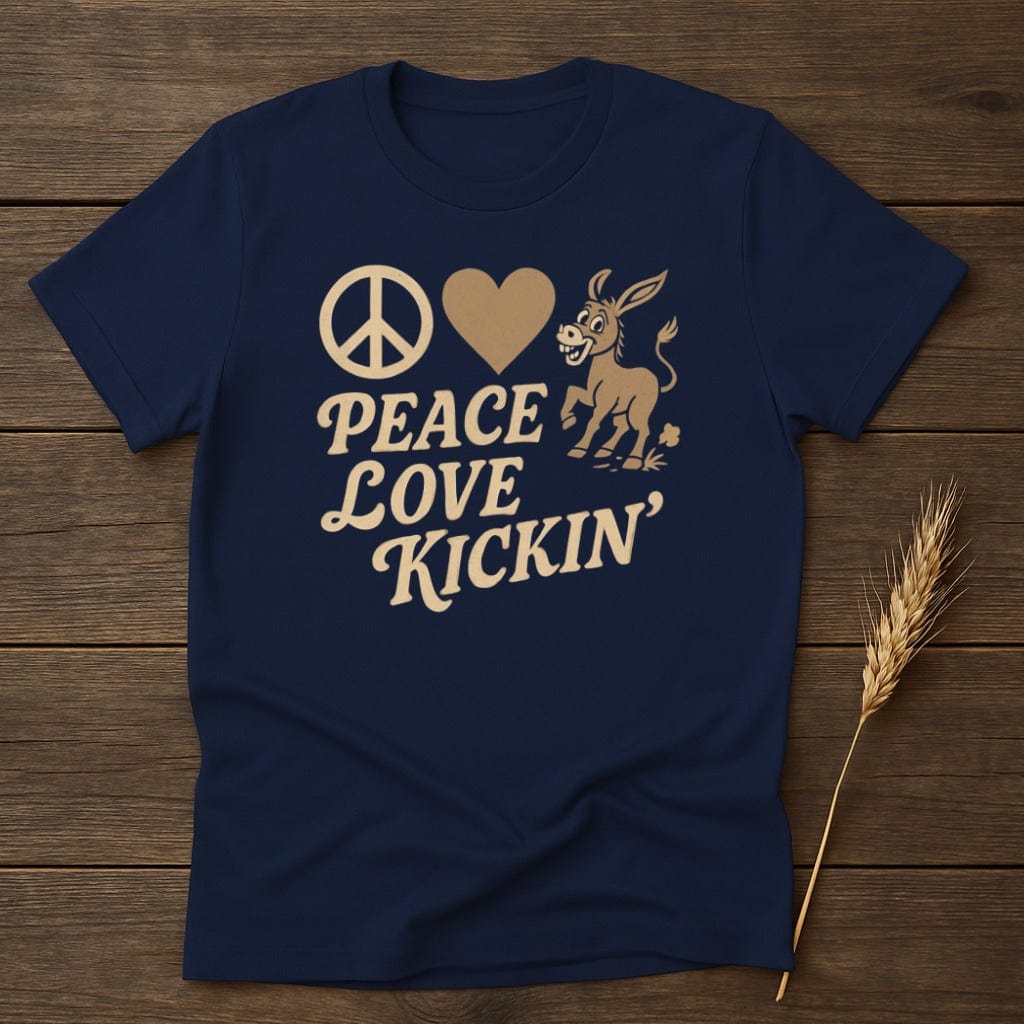 MyDesigns Physical Item S / Navy Peace Love Donkey Kickin' T-Shirt