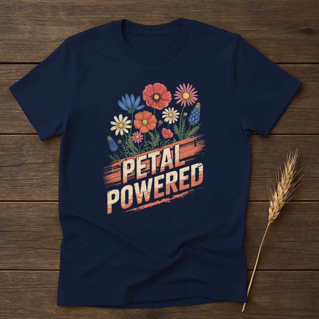 MyDesigns Physical Item S / Navy Petal Powered T-Shirt