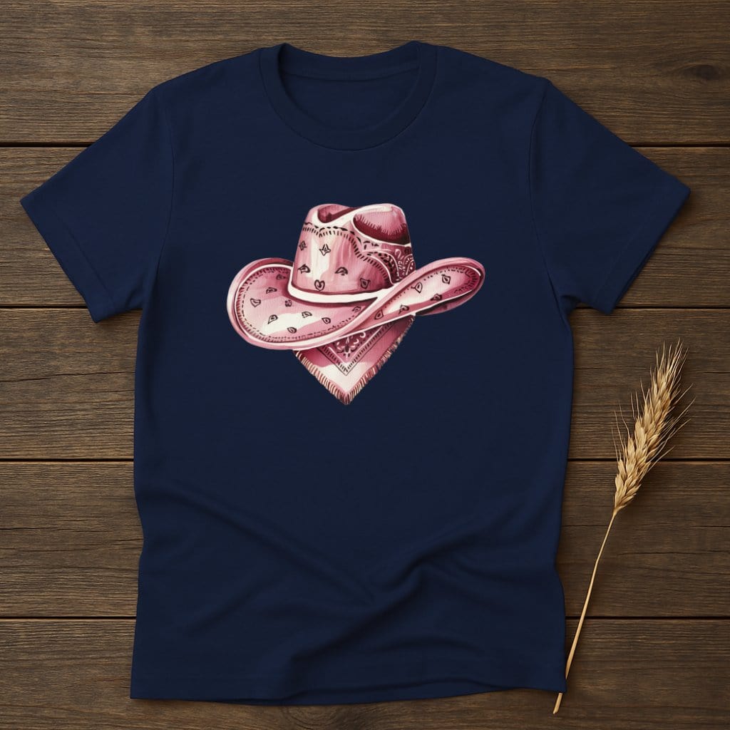 MyDesigns Physical Item S / Navy Pink Watercolor Cowboy Hat T-Shirt