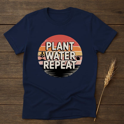 MyDesigns Physical Item S / Navy Plant Water Repeat Retro T-Shirts