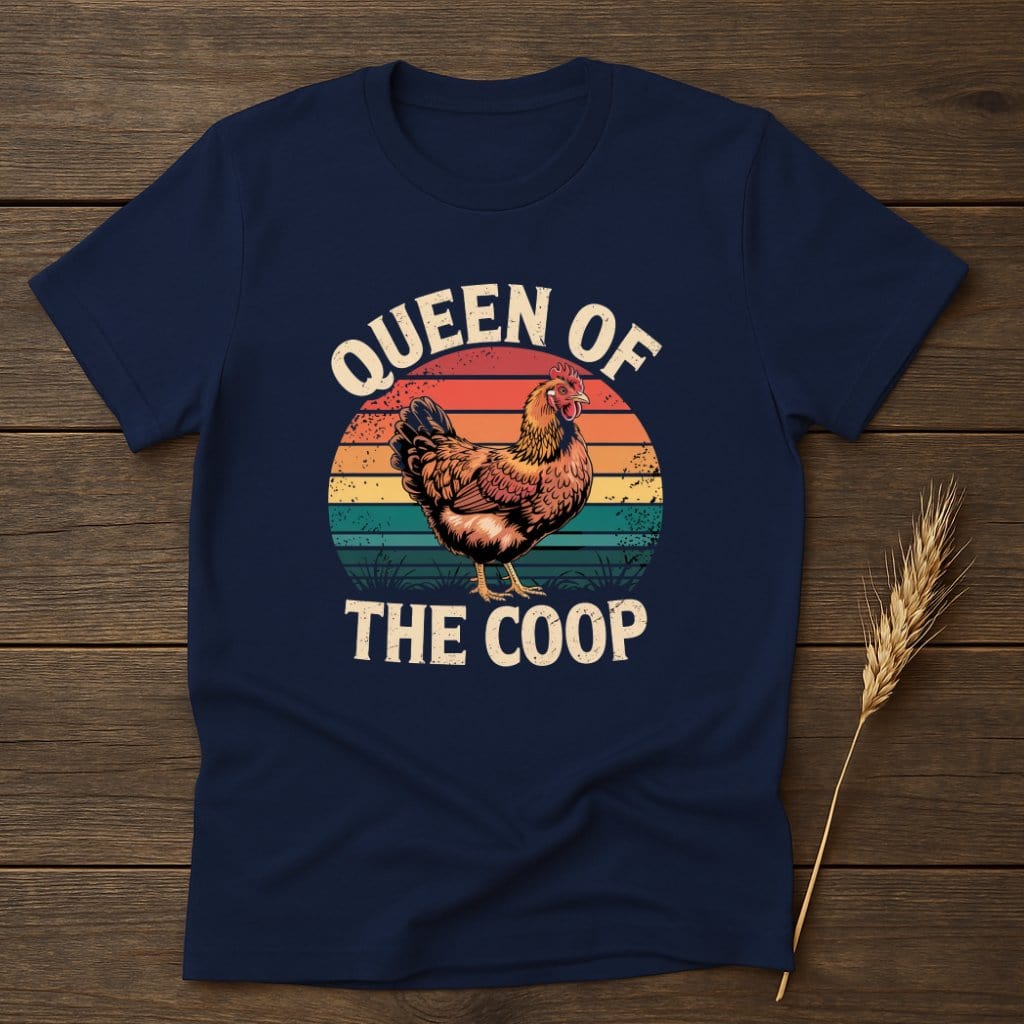 MyDesigns Physical Item S / Navy Queen Of The Coop Retro T-Shirts