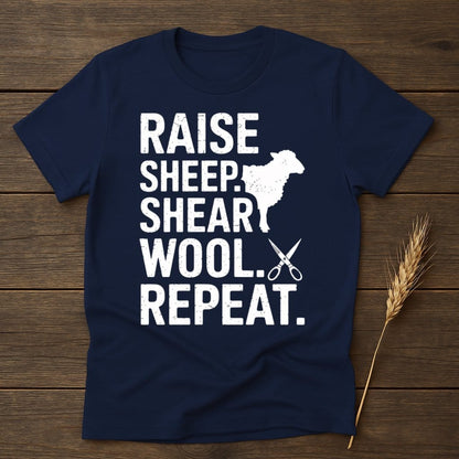 MyDesigns Physical Item S / Navy Raise Sheep Shear Wool Repeat T-Shirt