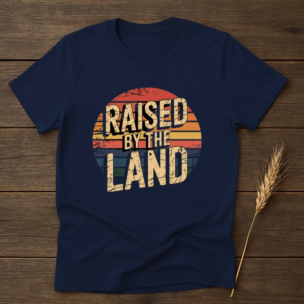 MyDesigns Physical Item S / Navy Raised By The Land Retro T-Shirts