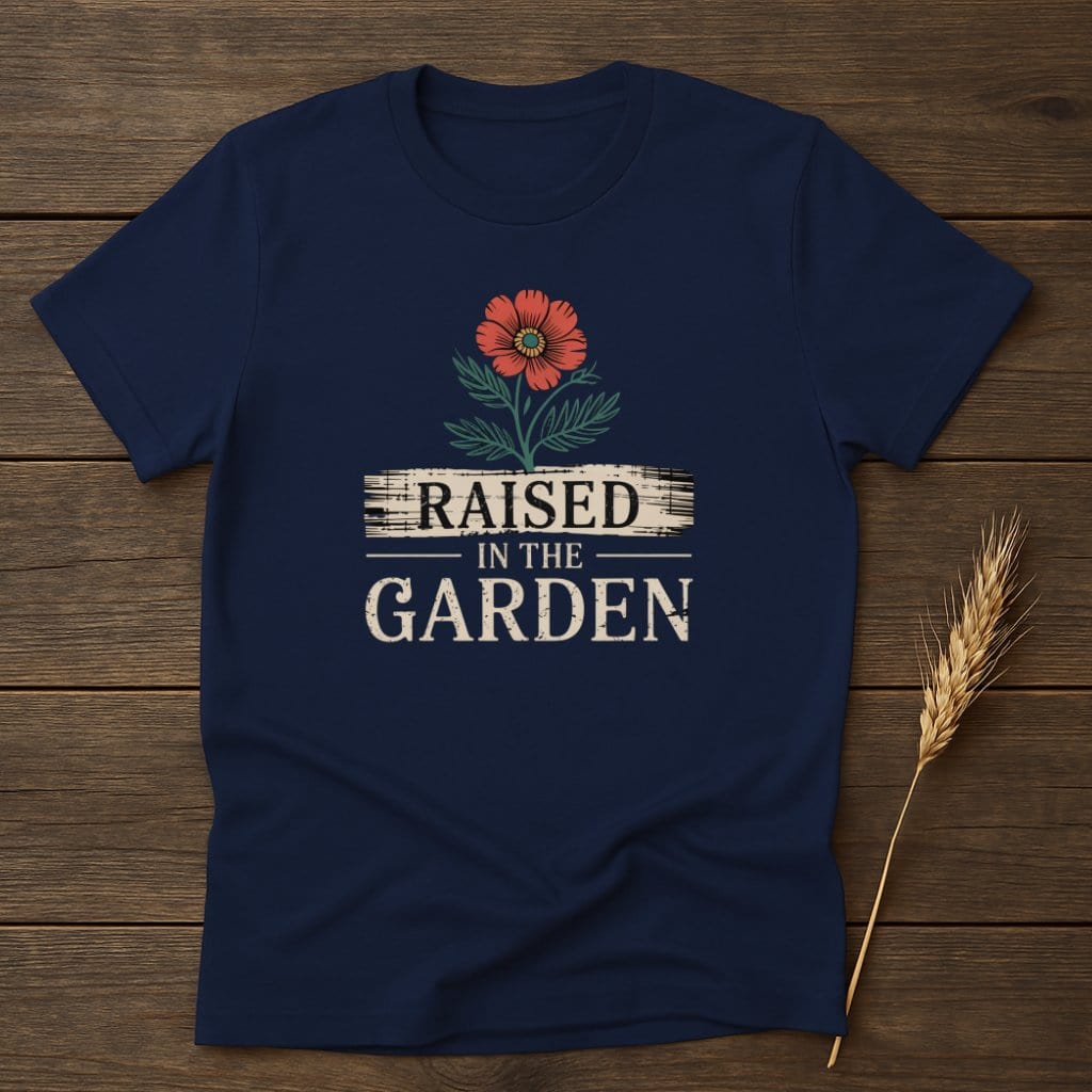 MyDesigns Physical Item S / Navy Raised In The Garden Flower T-Shirt