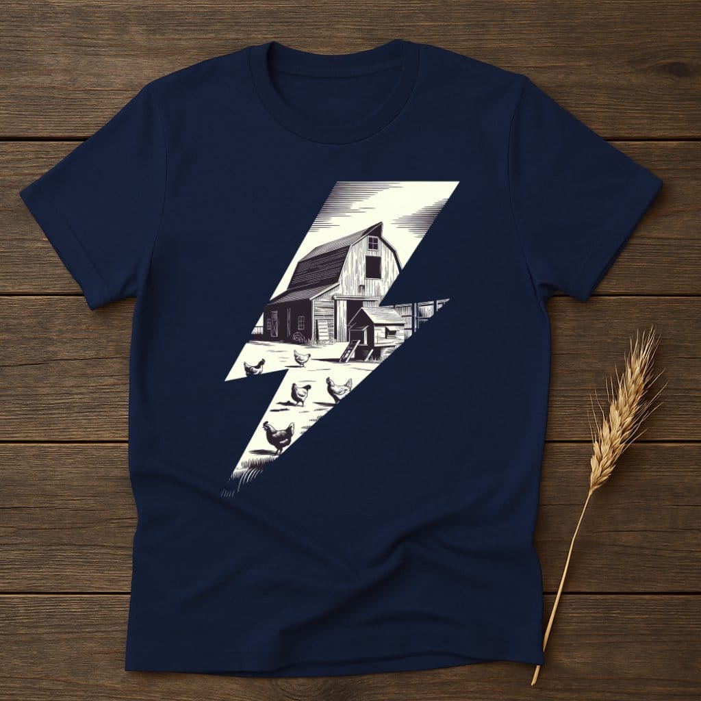 MyDesigns Physical Item S / Navy Retro Farm Barn Lightning T-Shirts