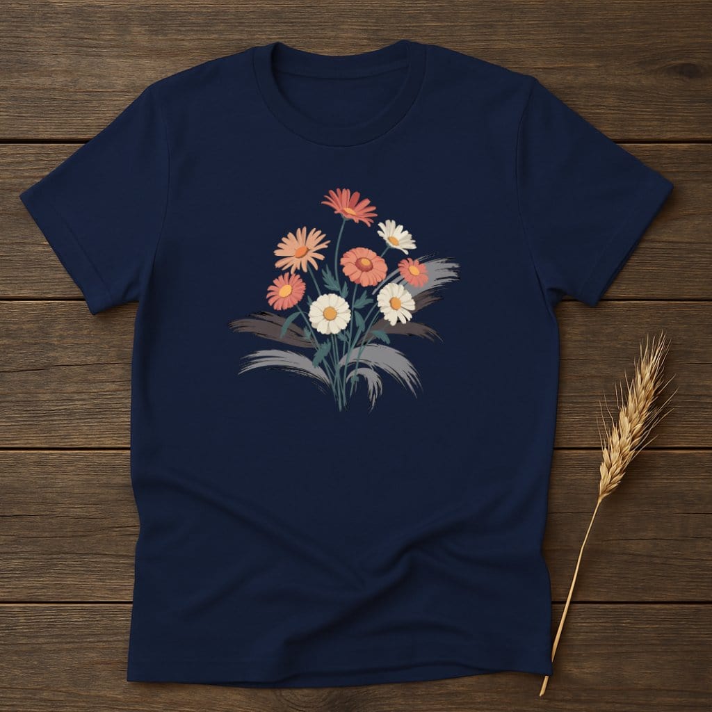 MyDesigns Physical Item S / Navy Retro Floral Bouquet T-Shirt