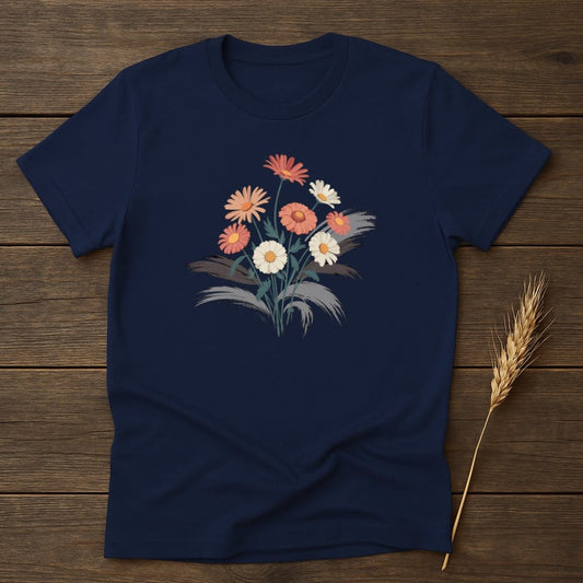 MyDesigns Physical Item S / Navy Retro Floral Bouquet T-Shirt