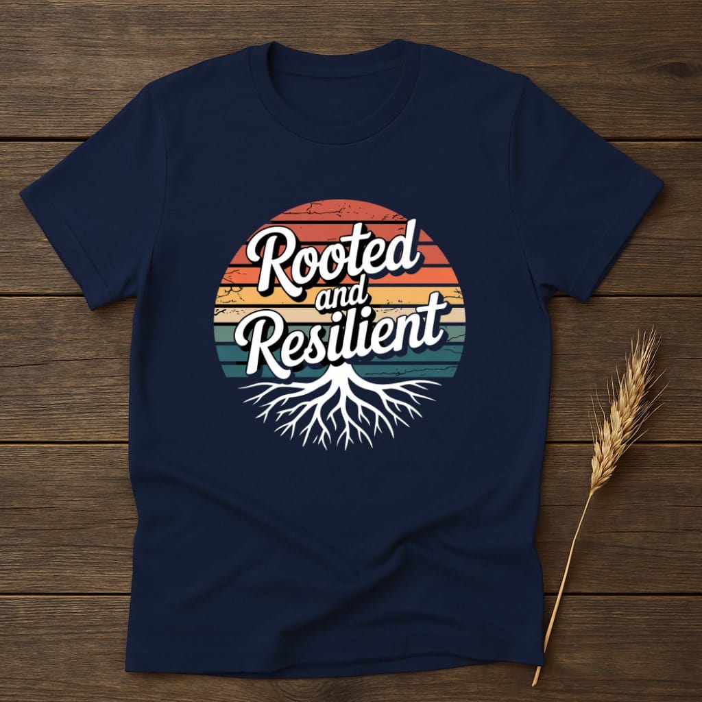 MyDesigns Physical Item S / Navy Rooted and Resilient Retro T-Shirts