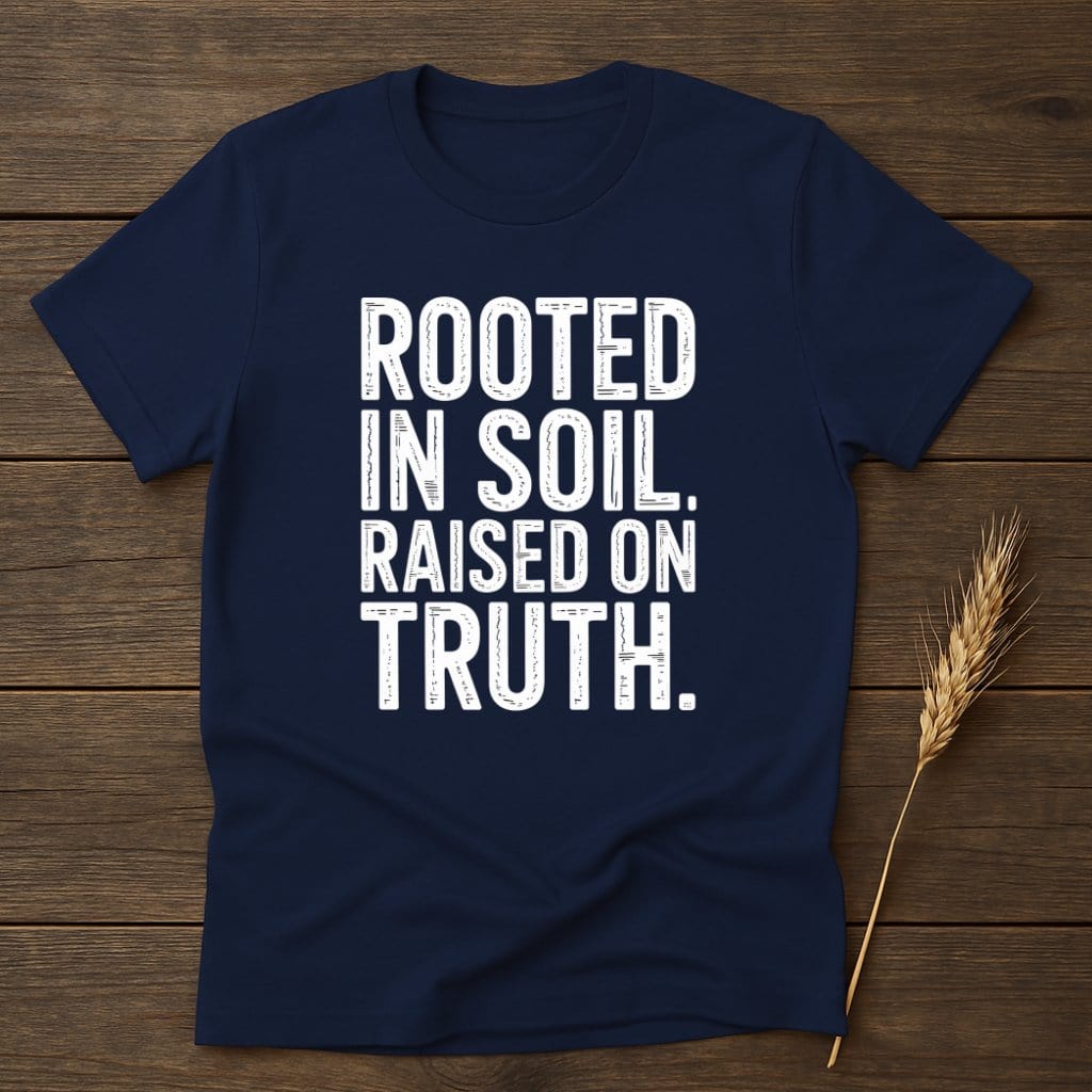 MyDesigns Physical Item S / Navy Rooted In Soil Raised On Truth T-Shirt
