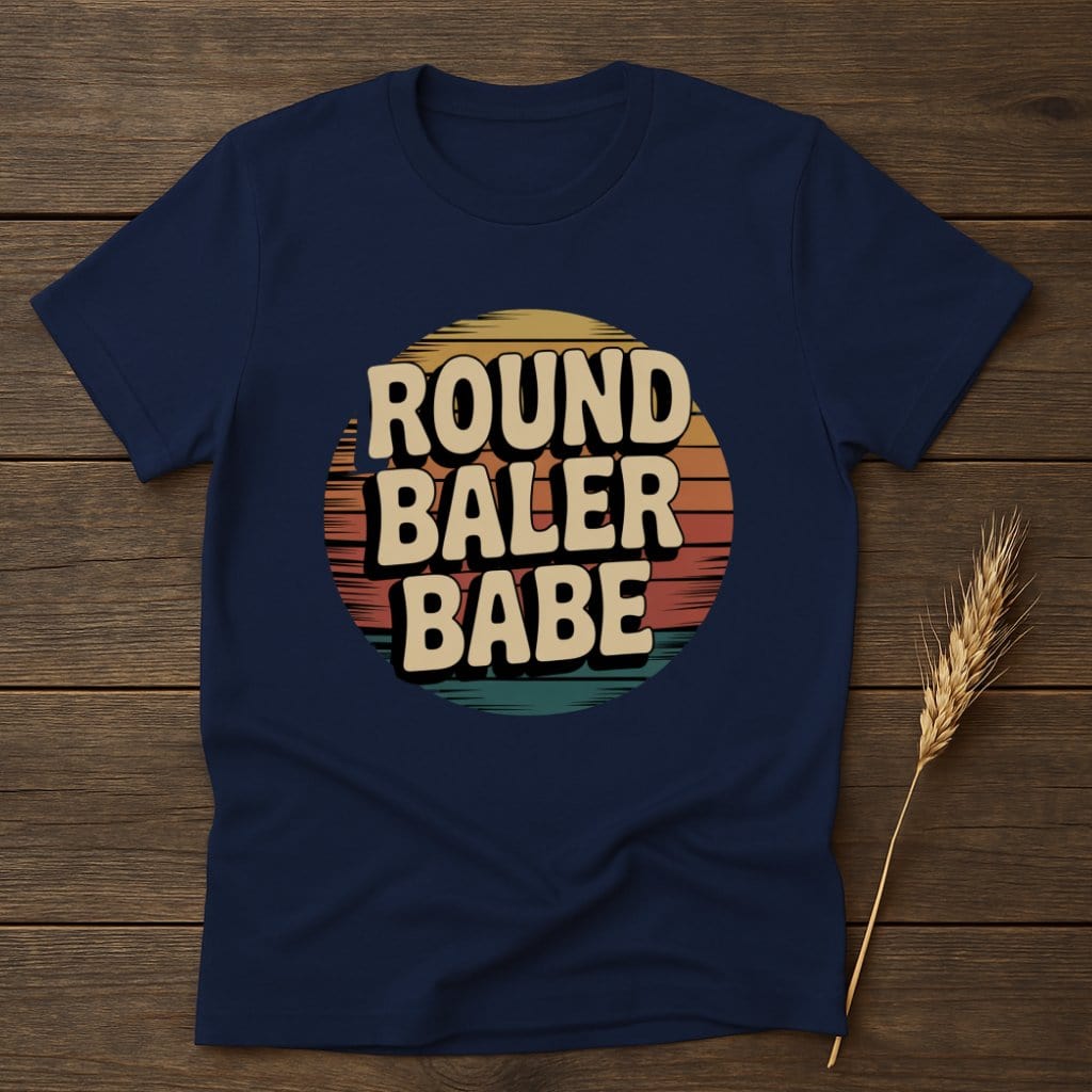 MyDesigns Physical Item S / Navy Round Baler Babe Retro T-Shirts