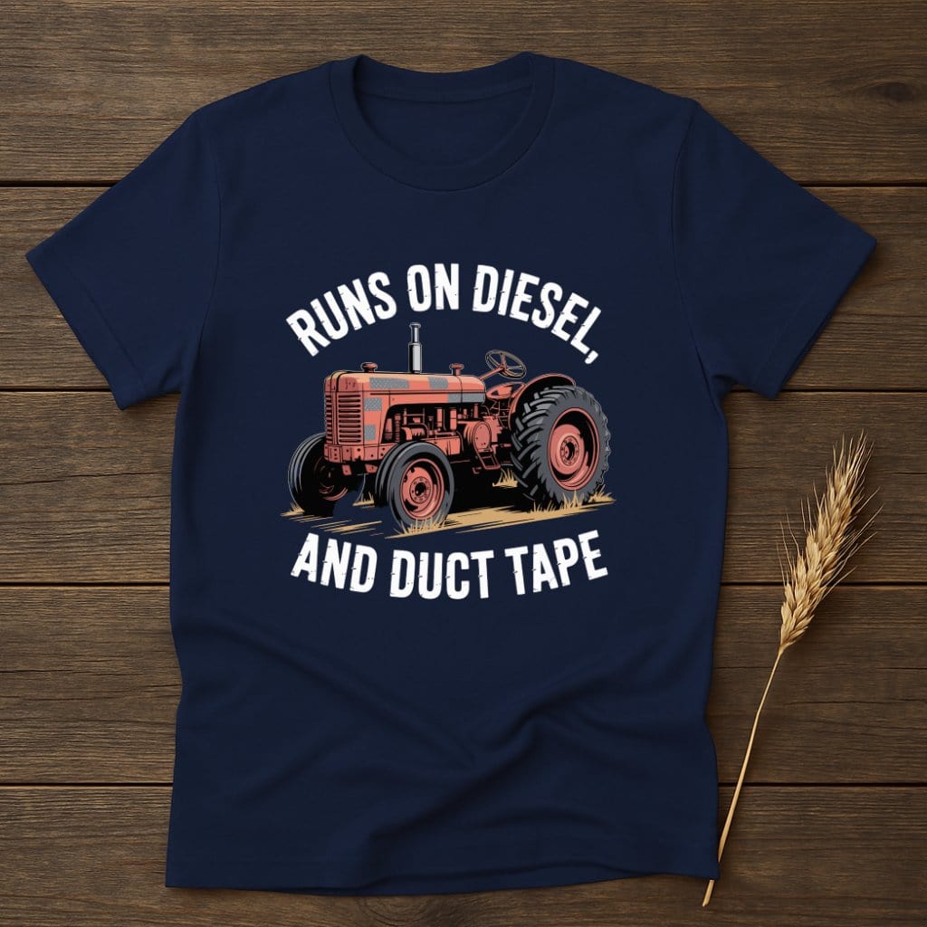 MyDesigns Physical Item S / Navy Runs On Diesel and Duct Tape T-Shirt