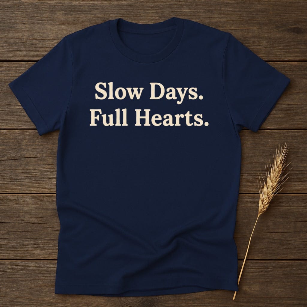 MyDesigns Physical Item S / Navy Slow Days Full Hearts T-Shirt