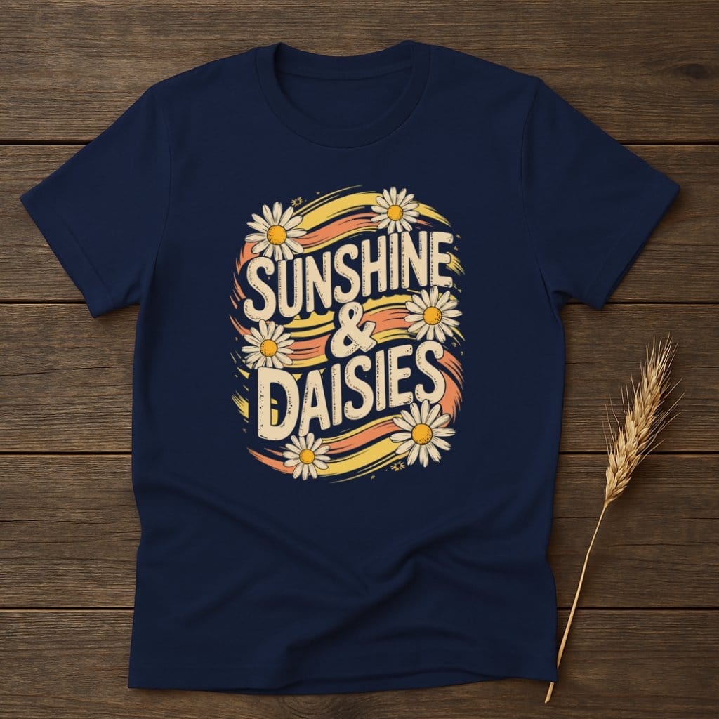 MyDesigns Physical Item S / Navy Sunshine and Daisies T-Shirt