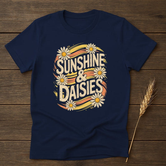 MyDesigns Physical Item S / Navy Sunshine and Daisies T-Shirt
