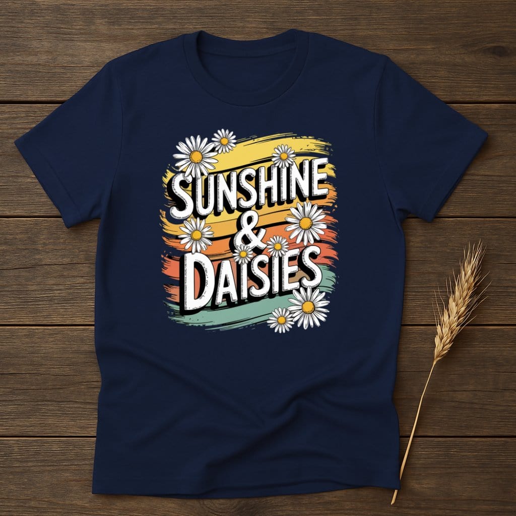 MyDesigns Physical Item S / Navy Sunshine and Daisies T-Shirt
