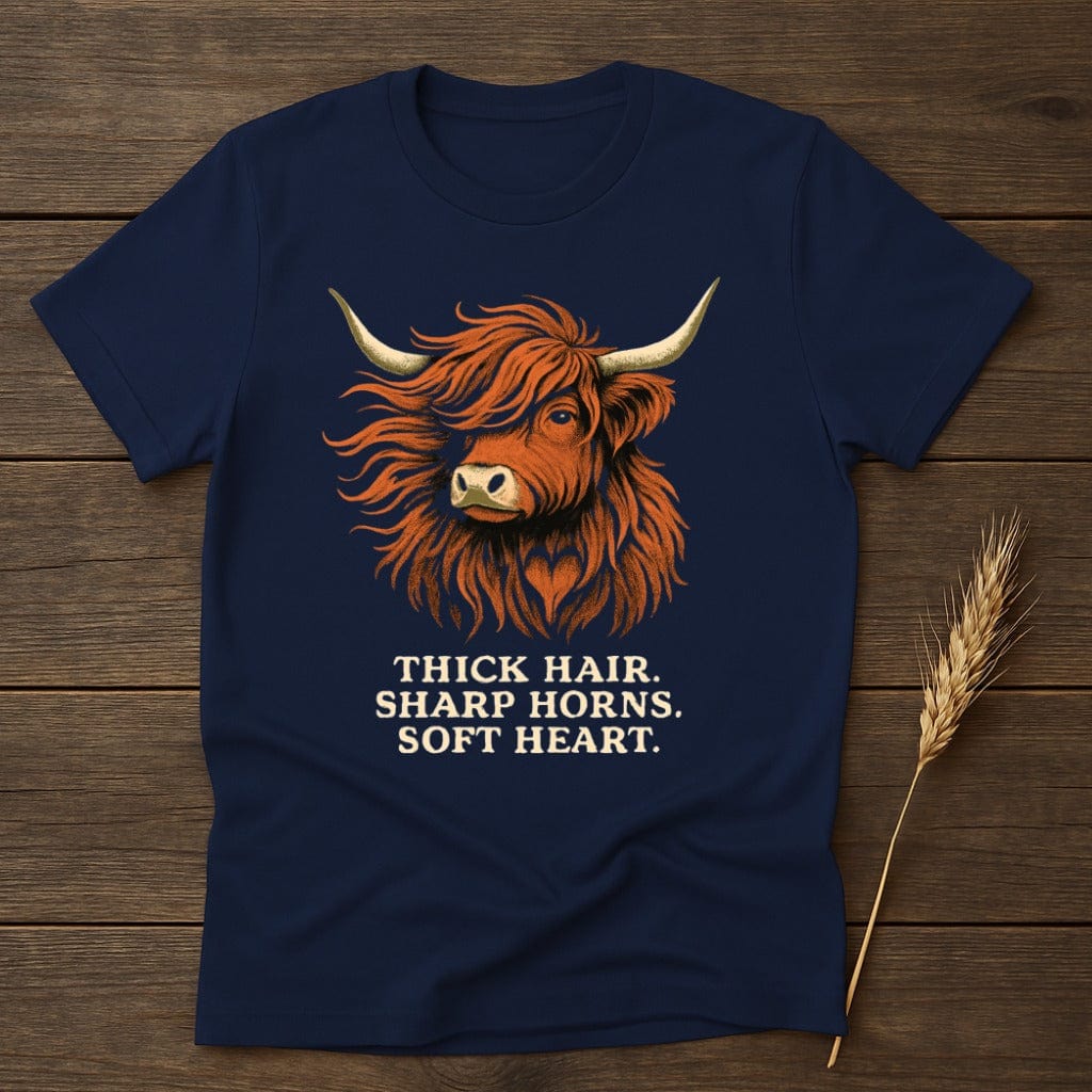 MyDesigns Physical Item S / Navy Thick Hair Sharp Horns T-Shirt