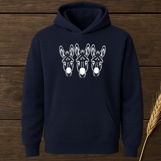 MyDesigns Physical Item S / Navy Three Donkeys Hoodie