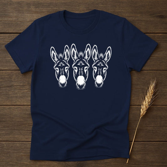 MyDesigns Physical Item S / Navy Three White Donkeys T-Shirt