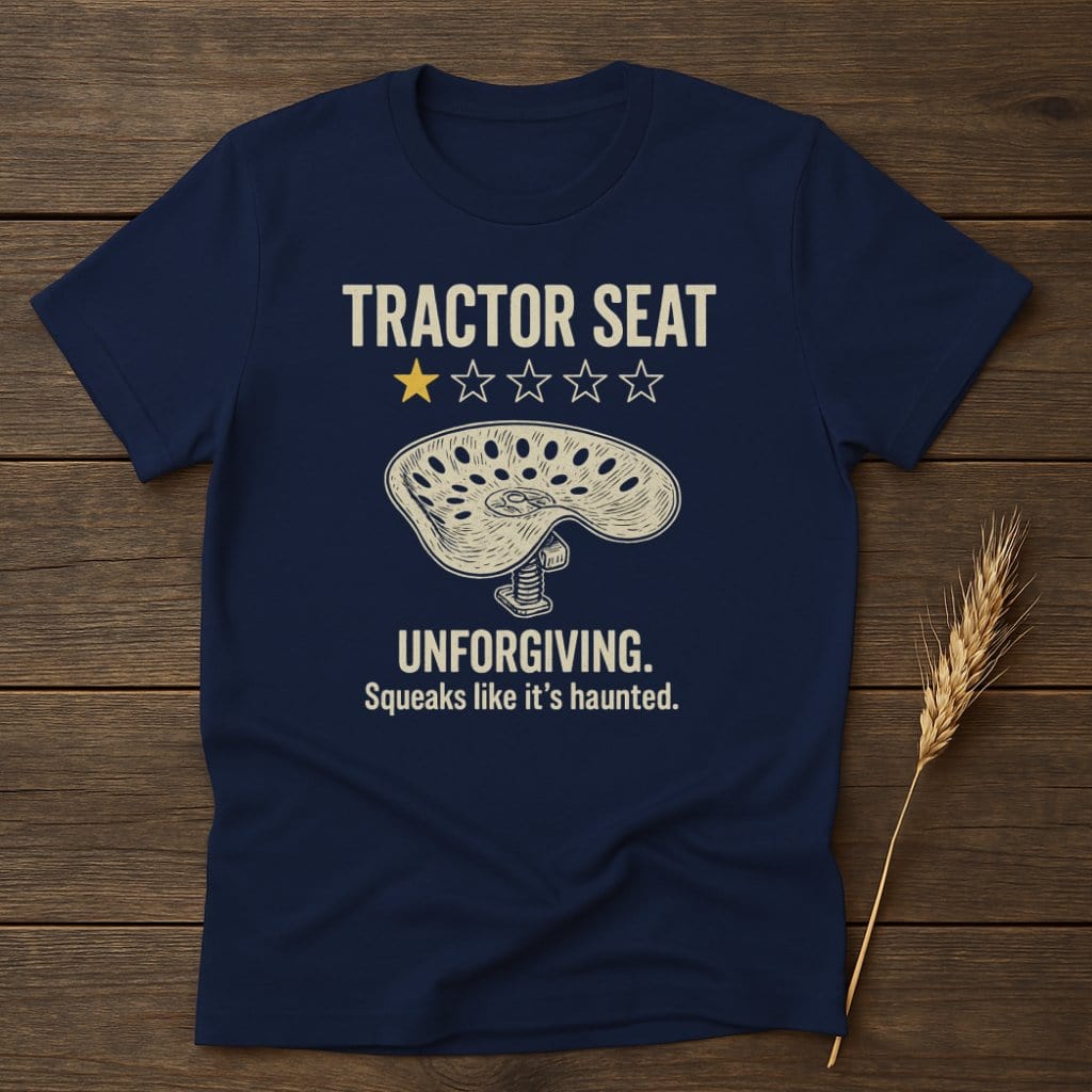 MyDesigns Physical Item S / Navy Tractor Seat Review T-Shirt