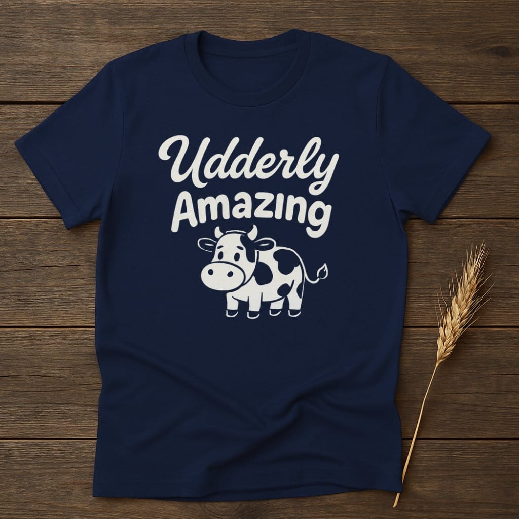 MyDesigns Physical Item S / Navy Udderly Amazing Cow T-Shirt