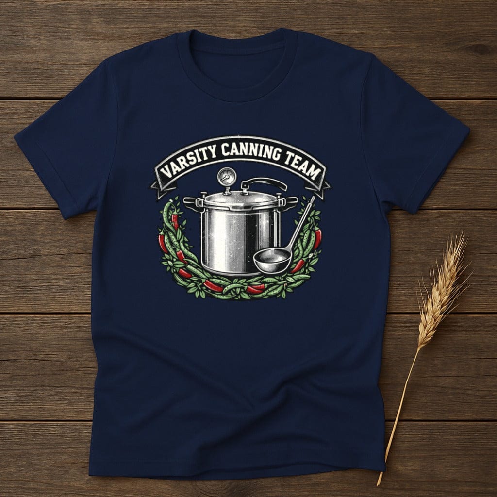 MyDesigns Physical Item S / Navy Varsity Canning Team T-Shirt