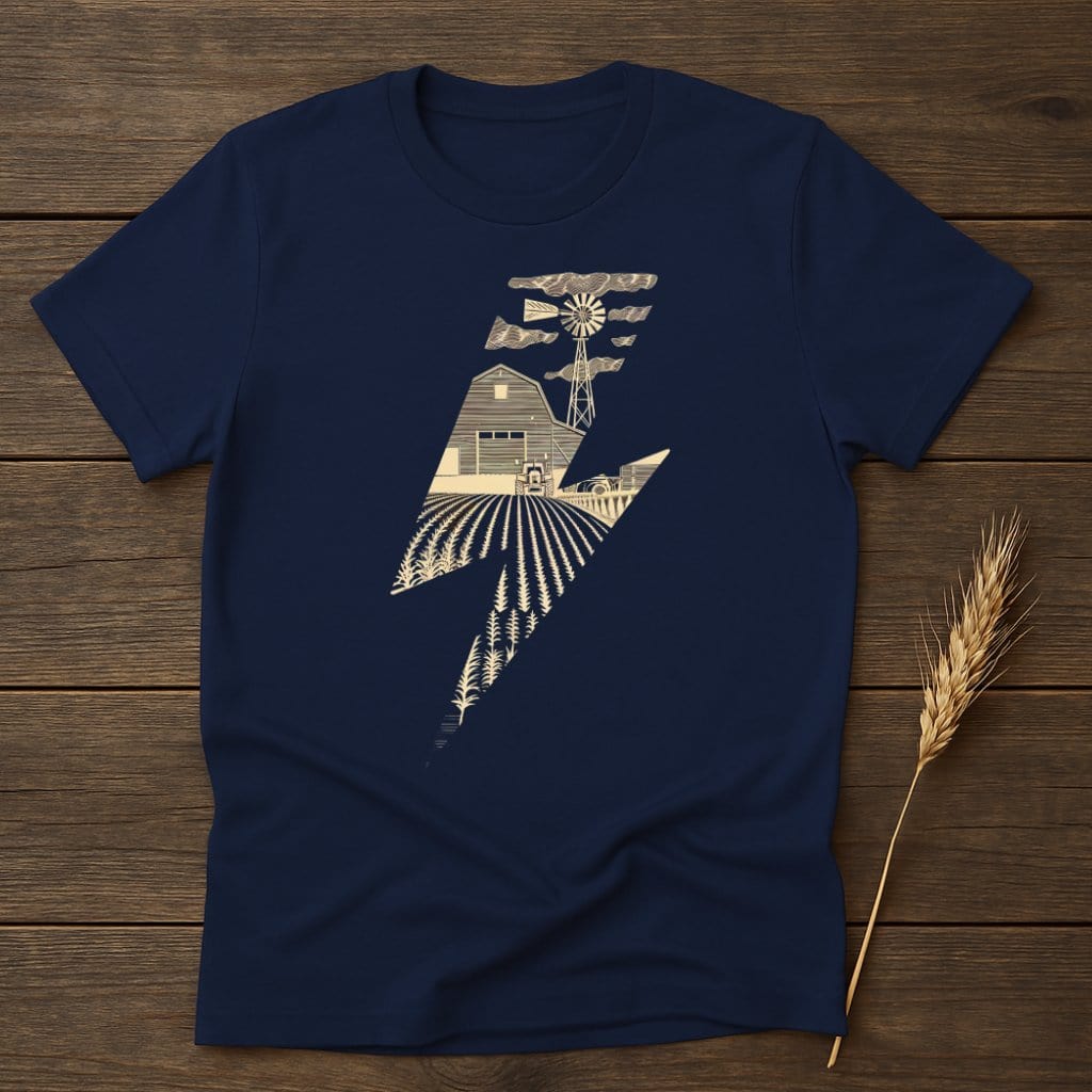 MyDesigns Physical Item S / Navy Vintage Farm Lightning Bolt T-Shirts