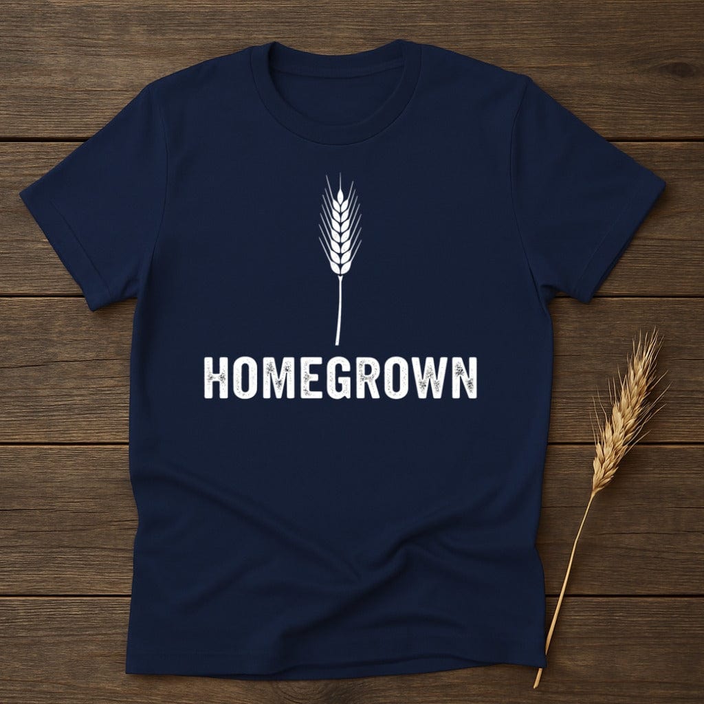 MyDesigns Physical Item S / Navy White Homegrown Wheat Grain T-Shirt
