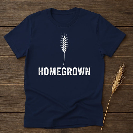 MyDesigns Physical Item S / Navy White Homegrown Wheat Grain T-Shirt