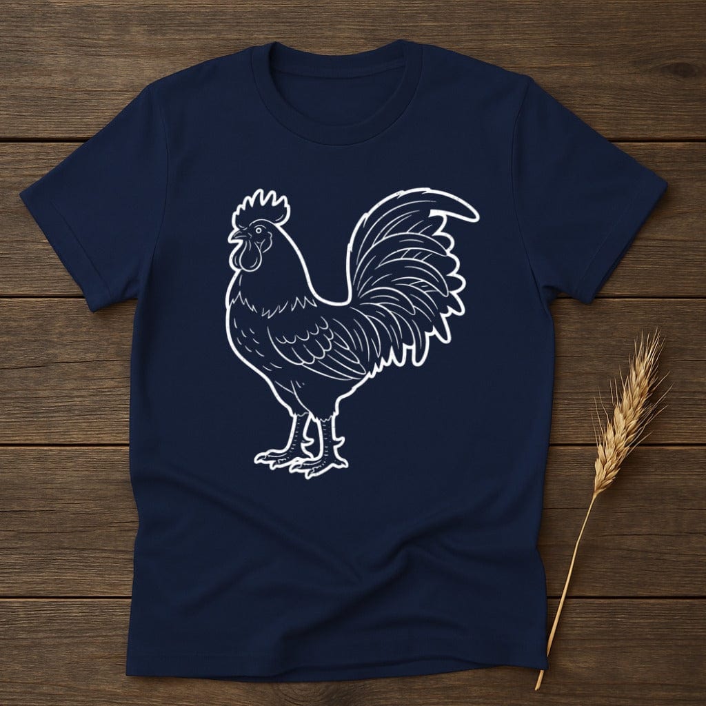 MyDesigns Physical Item S / Navy White Outline Rooster T-Shirt