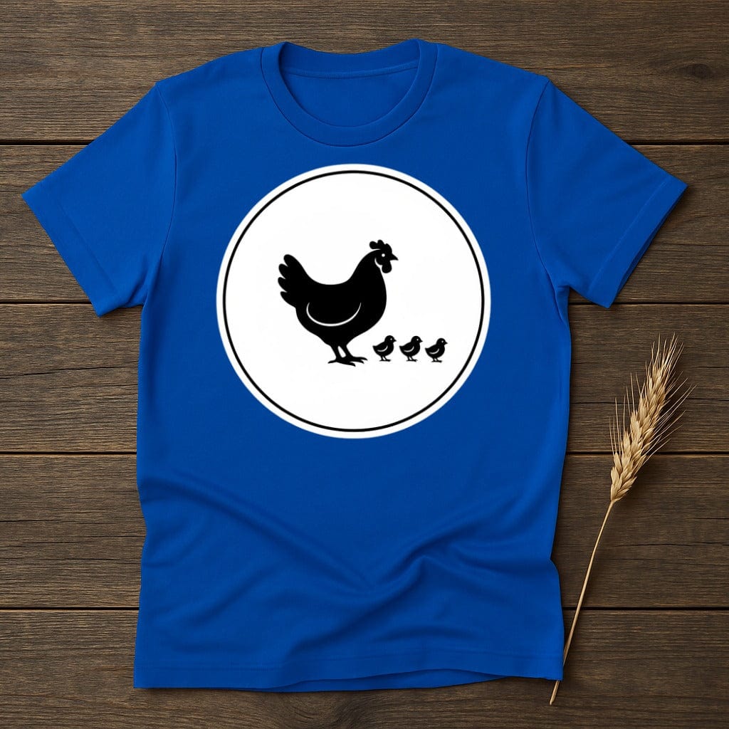 MyDesigns Physical Item S / Royal Chicken with Three Chicks Logo T-Shirt