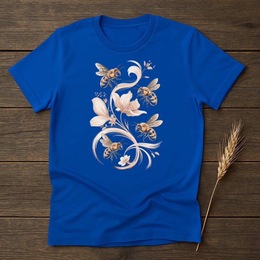MyDesigns Physical Item S / Royal Delicate Bees Floral T-Shirt