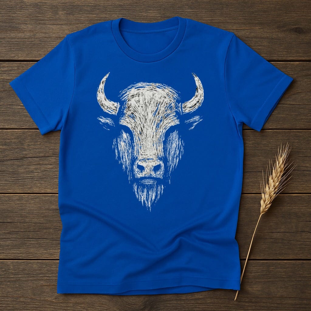MyDesigns Physical Item S / Royal Distressed Bison Face T-Shirt