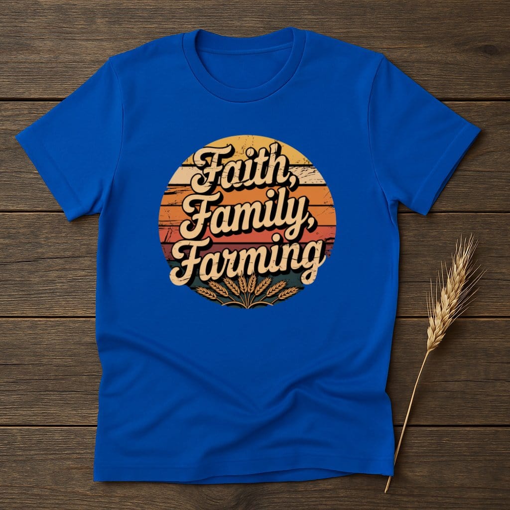 MyDesigns Physical Item S / Royal Faith Family Farming Retro T-Shirts