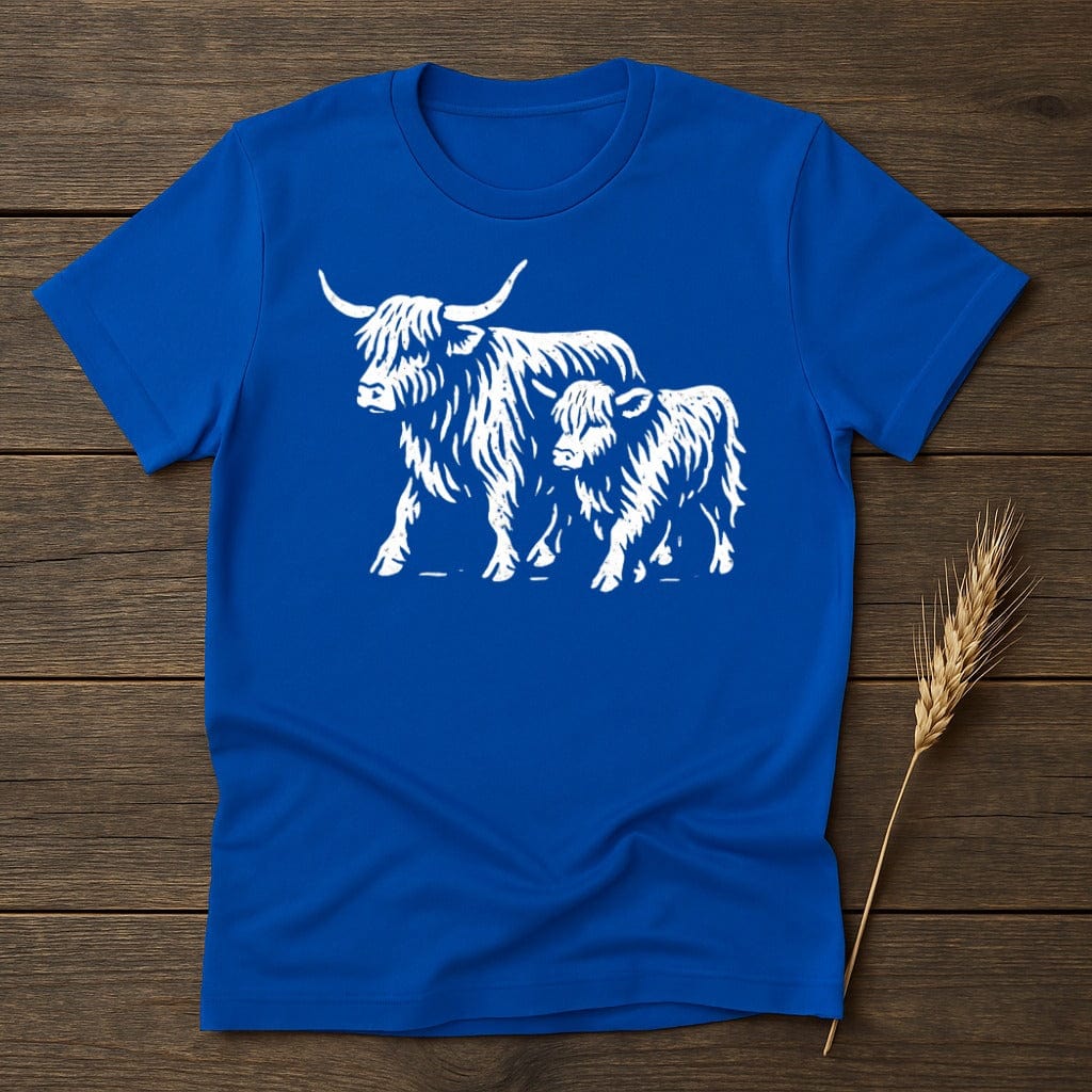 MyDesigns Physical Item S / Royal Highland Cow and Calf T-Shirt