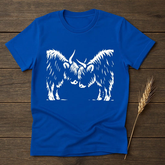 MyDesigns Physical Item S / Royal Highland Cows Face To Face T-Shirt