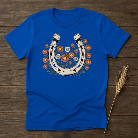 MyDesigns Physical Item S / Royal Horseshoe Flowers T-Shirt