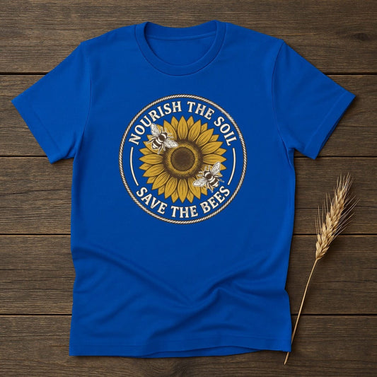 MyDesigns Physical Item S / Royal Nourish The Soil Save The Bees T-Shirt